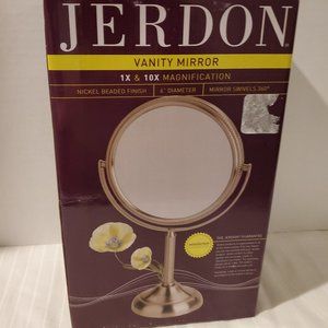 Jerdon 6 Inch Tabletop Swivel Vanity Mirror 10x Magnification-Brushed Nickel-New